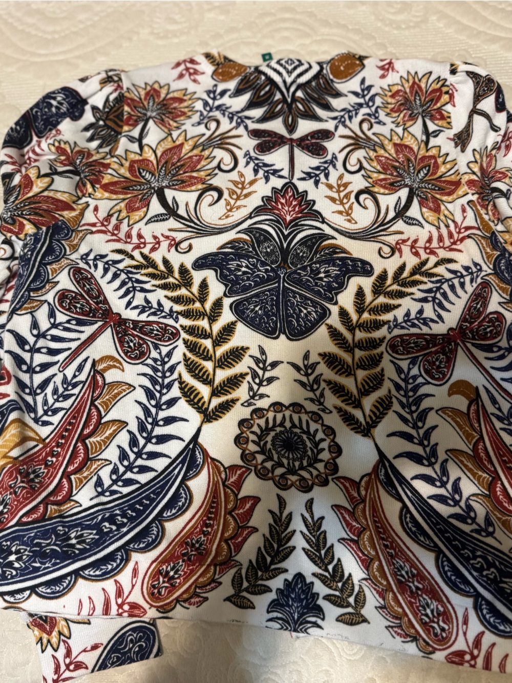 FARM Rio White Cardigan with Navy, Red and Gold Floral Print - Picture 3 of 4